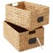 Casafield Water Hyacinth Pantry Baskets with Chalkboard Labels and Chalk Marker, Woven Storage Bin Organizers for Kitchen Shelves
